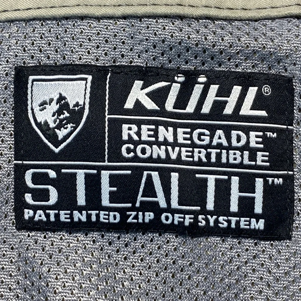 Kuhl Renegade Convertible Stealth Pants Mens 40x32 Khaki Tan ZipOff Hiking Cargo